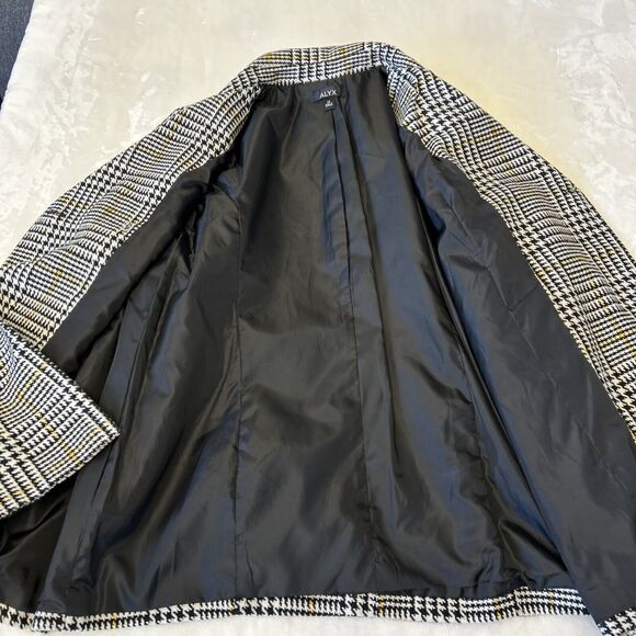 ALYX Women's Herringbone Jacket Coat Sz 14 Black White Yellow Double Breasted - Picture 8 of 10